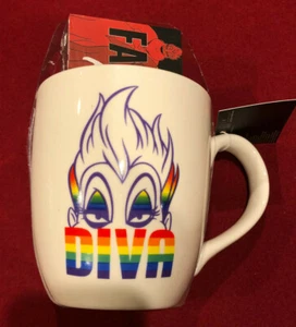 DISNEY DIVA URSULA MUG W/ FABULOUSLY FIERCE BOX SIGN, RAINBOW - Picture 1 of 4