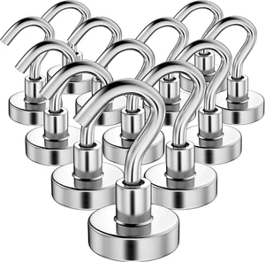12Pack Magnetic Hooks Heavy Duty,35Lb+ Strong Magnetic Wall Hooks for Hanging, N - Picture 1 of 12