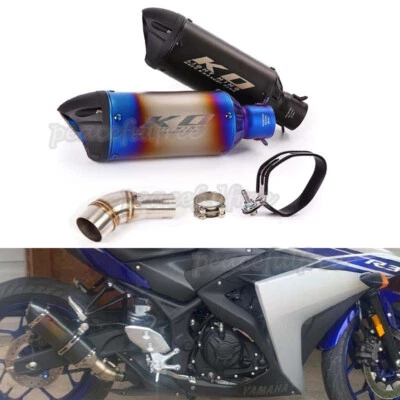 For Yamaha YZF R3 R25 MT03 MT25 2016-2025 Mid Link Pipe Slip On Exhaust Muffler - Image 1 of 4