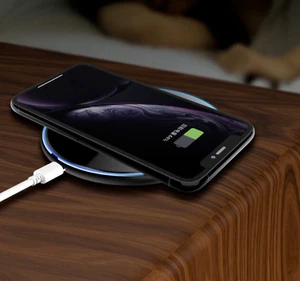 Black 30W Wireless Charger Fast Charging Pad Mat For iPhone 14 13 Pro 12 11 Pro - Picture 1 of 6