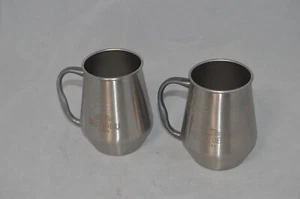 Lot (2) BELVEDERE VODKA Branded Stainless Steel Moscow Mules Mugs Cups Silver  - Picture 1 of 4