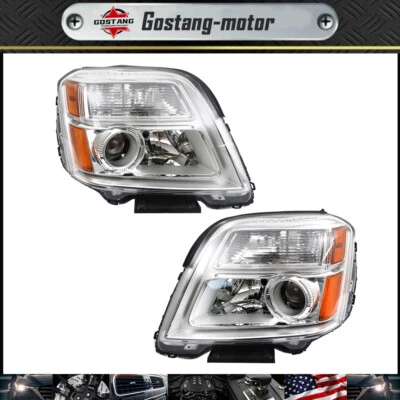 Headlights Assembly For GMC Terrain 2010-2015 Halogen Chrome LH+RH Pair Clear - Image 1 of 4