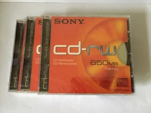 NEW BLANK 3x Pack Sony CD-RW650 Multi Speed, 1X-4X - 650MB Rewritable - Picture 1 of 1