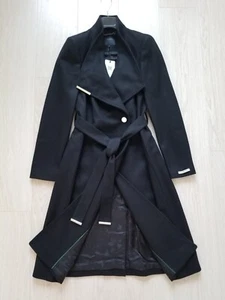 Ted Baker Rose Wool Wrap Coat Black Size 2 UK 10 Belted Cashmere BNWT £339 - Picture 1 of 13