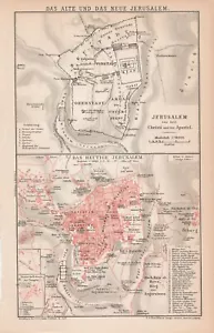 Jerusalem القُدس יְרוּשָׁלַיִם Original map city plan 1897 PALESTINE ISRAEL - Picture 1 of 10