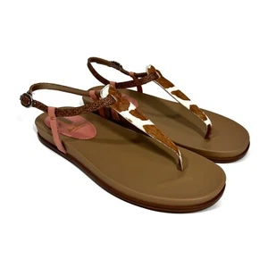 Sandalias informales Sam Edelman para mujer talla 8 bronceadas con estampado de vaca correa en T Naomi nuevas - Imagen 1 de 11