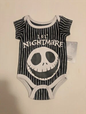 Disney Jack Skellington Nightmare Before Christmas Baby Bodysuit 0-3 Months NWT Foto 1 de 4