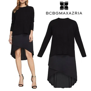 NEW BCBG MAXAZRIA SIZE L ASTRELLA CREWNECK HI-LOW WRAP HEM 2 PIECES DRESS $338 - Picture 1 of 2