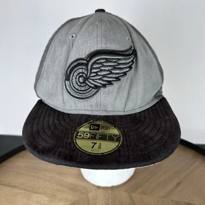 New Era 59Fifty Detroit Red Wings Fitted Cap Size 7-3/8 Gray Suede Feel - Picture 1 of 13