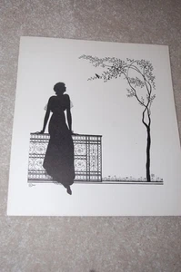 SILHOUETTE "LADY  WATCHING BIRD" WALLACE NUTTING CO. 1927 - Bild 1 von 3