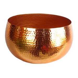 Maceta grande de metal de cobre borde recto maceta de metal martillado 32 cm - Imagen 1 de 3