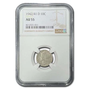 1942/41-D Mercury Dime AU-55 NGC - Picture 1 of 3