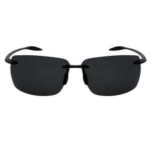 MAUI - Rimless TR90 Thin Sports Wrap Sunglasses Matte Black Smoke Polarized - Picture 1 of 8
