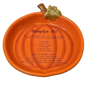 Plato de Receta Pastel de Calabaza Cosecha Plato Pintado a Mano Otoño Acción de Gracias 11.5" - Imagen 1 de 9