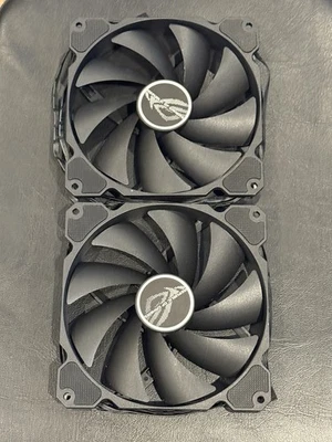 2PCS ROG HYPERION 140mm PWM 4Pin Computer Case Fans Black White TC-14025-12HM-P - Image 1 of 4