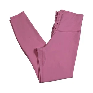 JoyLab Womens High Rise Ribbed Lace Front 7/8 Length Pink Leggings Size S - Picture 1 of 12