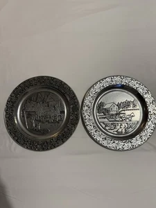 Wilton Armetale Pewter Plates 1982 & 1984 Colonial Americana Series  - Picture 1 of 7