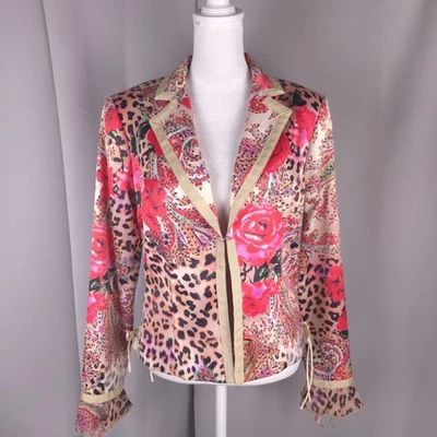 Blazer I Mode Boho Chic Para Mujer 6 Floral Paisley Leopardo Corsé Con Cordones Satén EE. UU. Foto 1 de 4