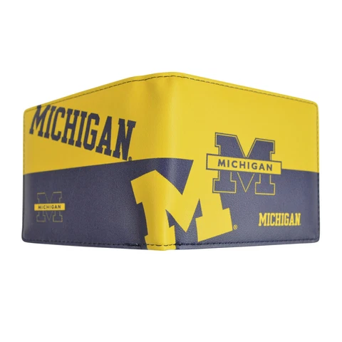 New Synthetic Leather Graphic Logo Bi-Fold Wallet - NCAA Michigan Wolverines Cover