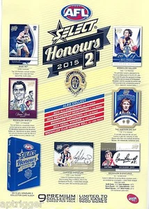 2015 Select Honours CHECK LISTS (4 cards) - Picture 1 of 1