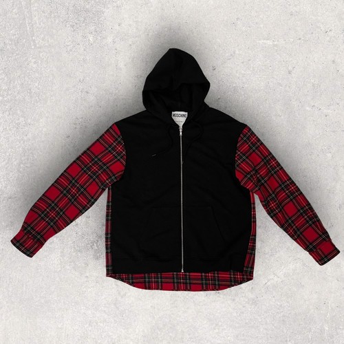 Felpa con cappuccio Moschino Couture Tartan a quadretti US da uomo L vendita al dettaglio $695