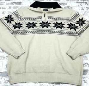 Pronti Sweater Men 3XL White Black Knit Nordic Grandpa Cosby Quarter Zip Heavy - Picture 1 of 13