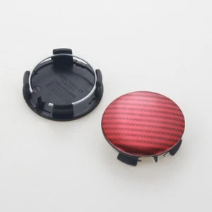 4 x 57 mm Universal Red Carbon Logo Badge Alloy Wheel Center Caps Rim Hub Caps - Picture 1 of 4