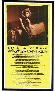 MADONNA - 'Like a Virgin' LYRICS Vintage Original 1984 11"x 5.5" Print Ephemera - Picture 1 of 1