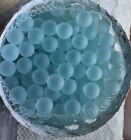 25 pièces boules de verre de mer en poudre givrée bleu mer 16 mm, billes de verre boules charpues