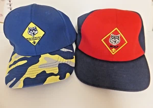 Official Wolf BSA Cub Scout Red/Blue Cap Large+ Blue/Yellow Camo Cub Wolf Cap - Picture 1 of 9