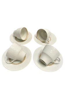MCM HUTSCHENREUTHER ARZBERG-BAVARIA GERMANY 4 Cups and Saucers White Gold Swirls - Picture 1 of 8