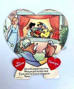 Valentine MOVABLE die cut card USA Disney WDP 1939 Pinocchio - Picture 1 of 6