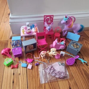 Lot of Mixed Barbie Accessories; Vintage to Modern; Unicorn, Scooter, Dog, TV ++ - Picture 1 of 24