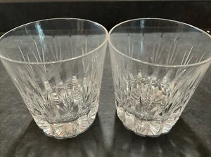 Stuart LITCHFIELD Cut Crystal Glass 3.5" Old Fashioned Tapered Clear EUC Set 2 - Picture 1 of 12