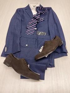 NWT HUGO BOSS NAVY MELANGE 2B SUIT SIZE 40R  — GUABELLO 1815 ITALIAN FABRIC - Picture 1 of 24