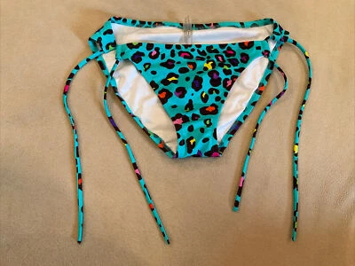 Victoria’s Secret Bikini Swimsuit Bottom Turquoise Animal Rainbow Print Medium - Image 1 of 3