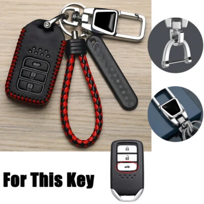 Leather Car Key Case Cover For Honda Pilot Accord CR-V HR-V Civic CR-Z Ridgeline Foto 1 de 4