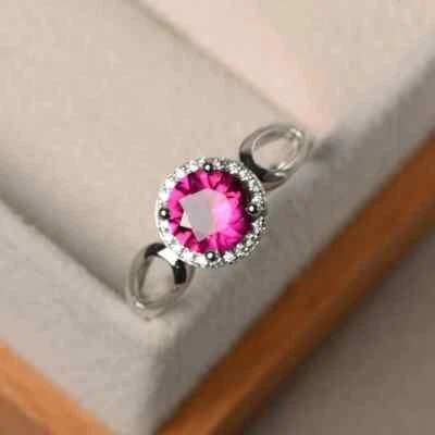 1.90 Ct Natural Ruby & Diamond Valentine's Day Ring 14K Real White Gold Size ALL - Image 1 of 4
