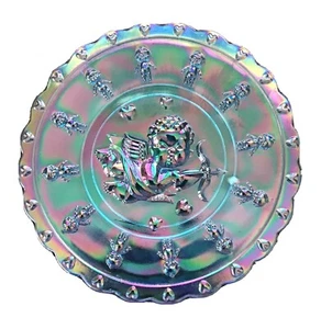 KEWPIE/AMOR TELLER, BEWÄSSERTES BLAUES KARNEVALSGLAS ~ JOE ST. CLAIR, KNV - Bild 1 von 3