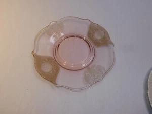 Placa inferior vintage rosa de vidrio de depresión ninfa danzante para mayonesa - Imagen 1 de 4
