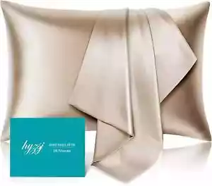 Funda de almohada de seda morera tamaño estándar 20" X 26", oro champán, 1 pieza - Imagen 1 de 4