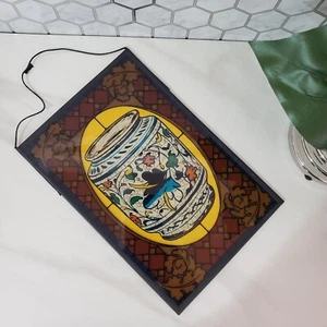 Vintage Majolica RX Drug Jar Stained Glass Suncatcher Hanging Window Panel - Picture 1 of 10
