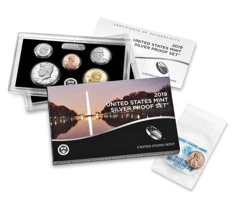 2019 S Silver Proof set 10 coins with Reverse Proof Bonus W mm Cent Cover