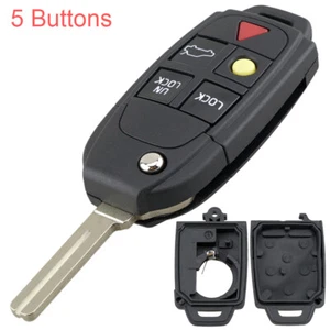 Fit for VOLVO S60 S80 V70 XC90 5 Buttons Flip Remote Key Case Replacement Shell - Picture 1 of 10