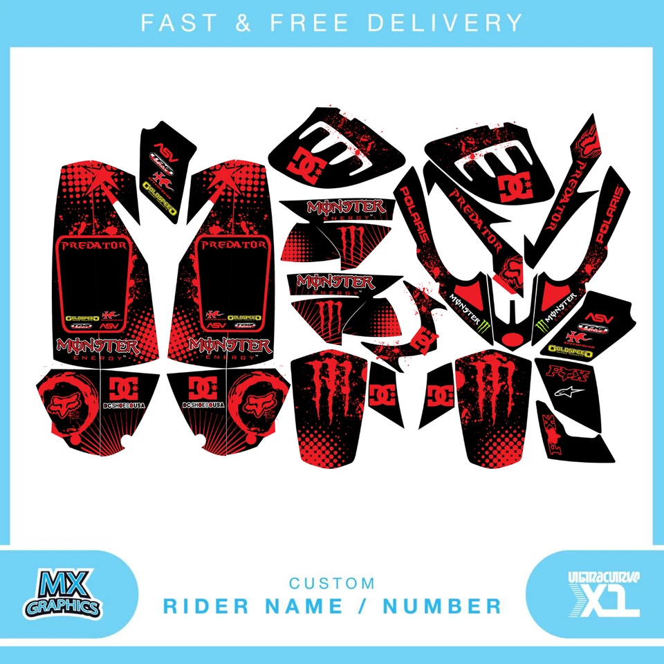 POLARIS PREDATOR 500 STICKERS - GRAPHICS KIT -  POLARIS DECALS  GRAPHICS KIT - Image 1 of 1