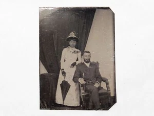 Vestido Blanco Vintage Tintype Tipo Fotografía Imagen Foto Pareja Retrato - Imagen 1 de 3