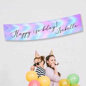 Personalised Rainbow 1st Birthday Fabric Girls Customised Decorations Banner - Picture 1 of 9