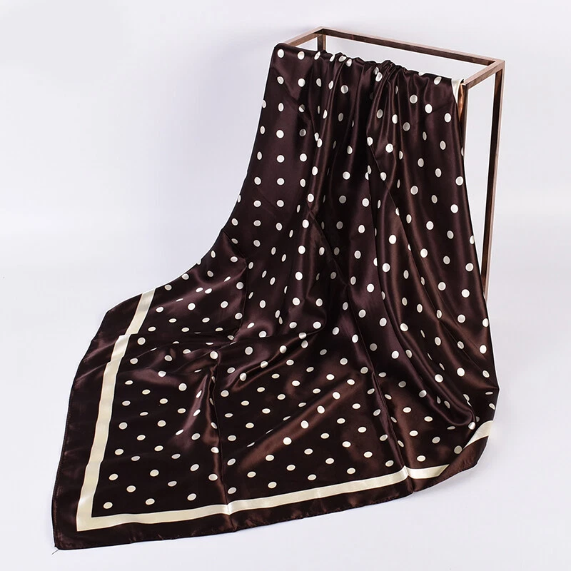 Pañuelo para la cabeza bufanda de seda imitado hecho a mano multifuncional silenciador pañuelo para el cabello Foto 1 de 4