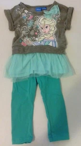 Frozen Girls TuTu/Leggings Bow Shirt Tulle Ribbon Ruffle Outfit Sz 24M 2T NWOT. - Picture 1 of 8
