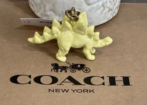 COACH CAX77 Stegosaurus Bag Charm Key Ring FOB Enamel & Metal Brass/Yellow - Picture 1 of 9